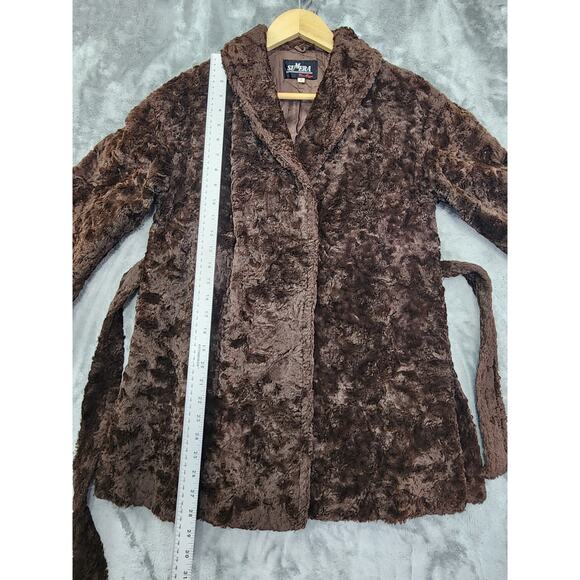 Vintage 70s Sumera Co. Maggu Faux Fur Kimono Jacket Size 9 M Brown Sash Belted - Picture 8 of 8